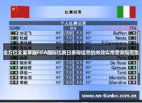 全方位全面掌握FIFA国际比赛日赛程信息的高效实用查询指南集
